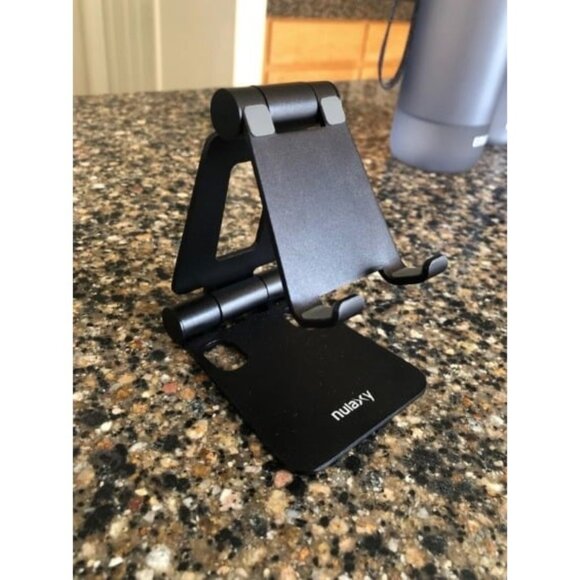 Dual Folding Cell Phone Stand, Fully Adjustable Foldable Desktop Phone Holder - Picture 1 of 4